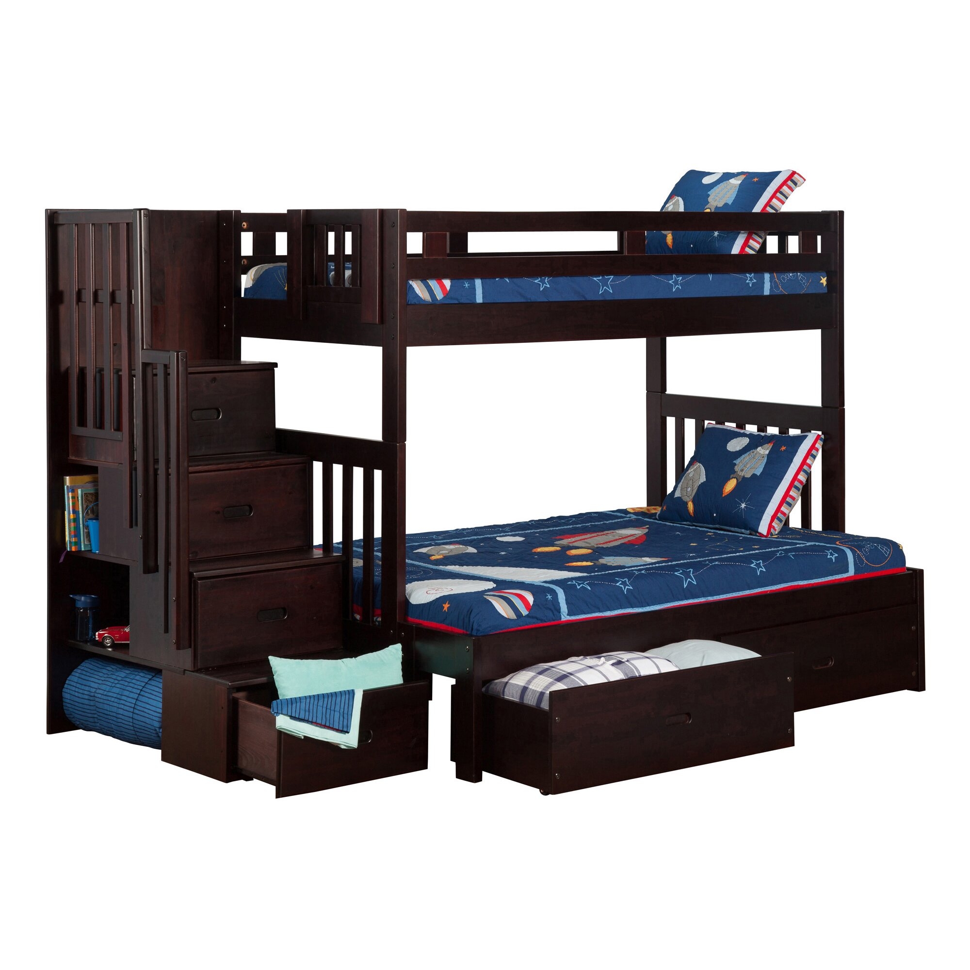 Cascade Staircase Bunk Bed Twin/Full/2 Storage Drawers