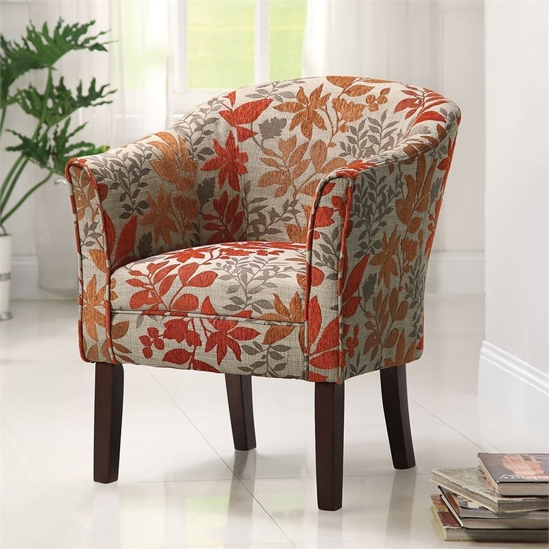 COASTER 460407 Floral Barrel Back Accent Chair