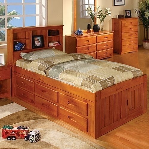 Discovery World Furniture Honey Twin Bookcase Captain's Bed