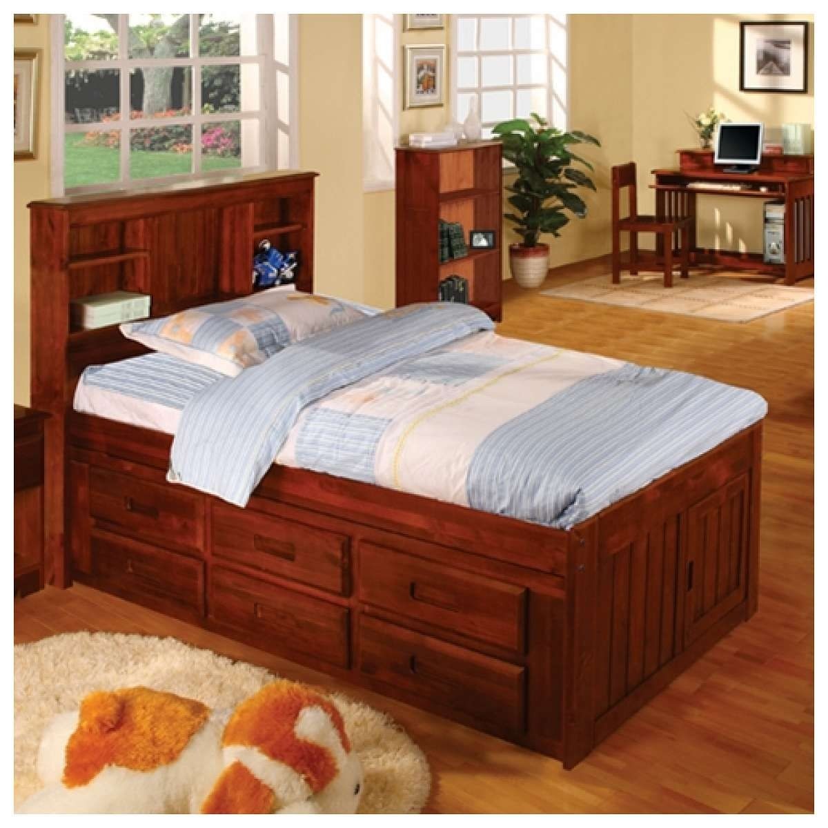 Discovery World Furniture Merlot Twin Bookcase Captain's Bed