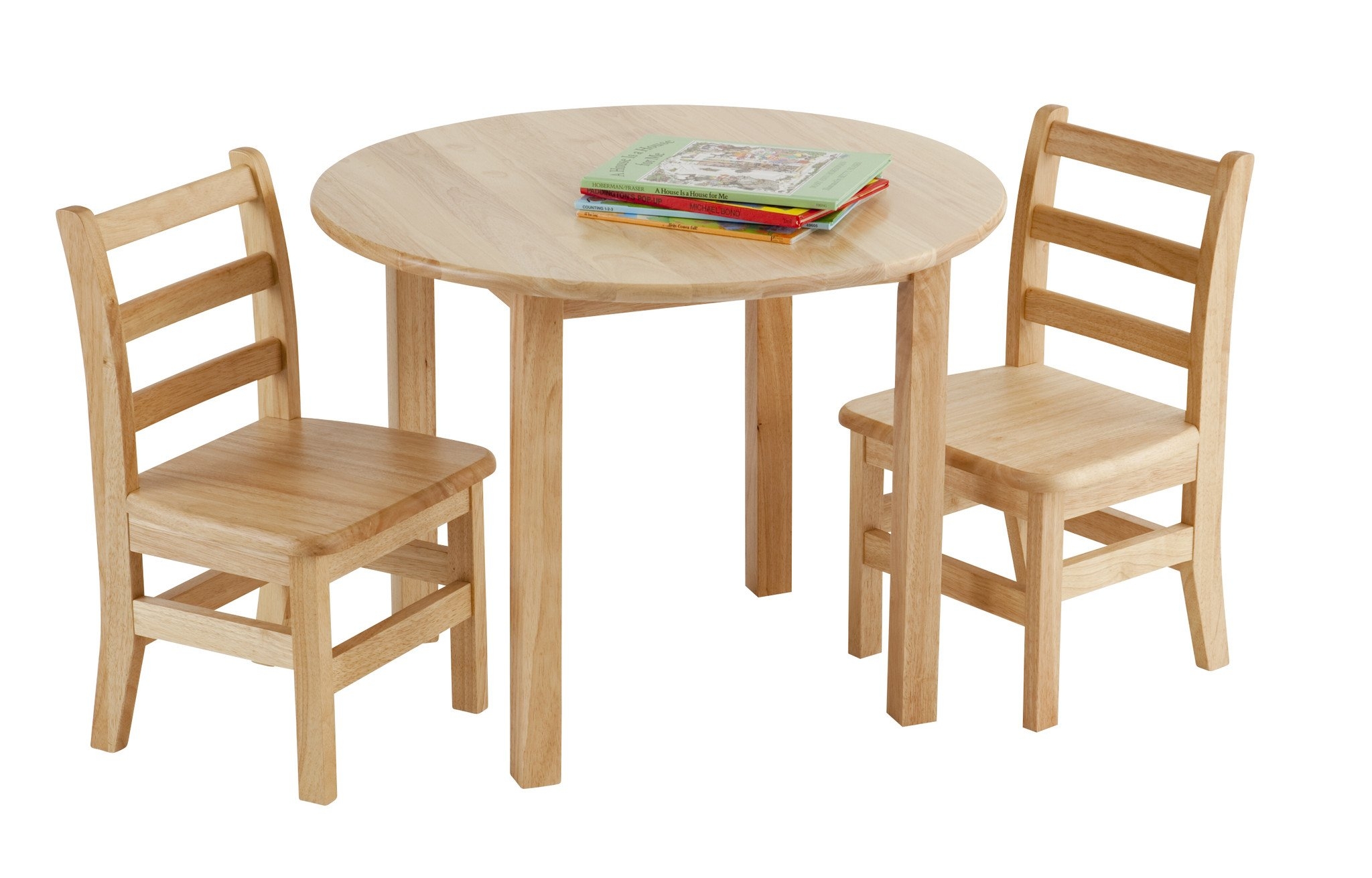 ECR4Kids 30" x 30" x 22" Round Wood Table with Chair, Set of 3