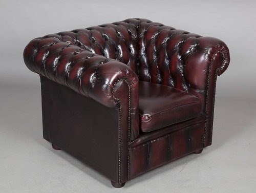 English Vintage Leather Chesterfield Red Leather Club Chair