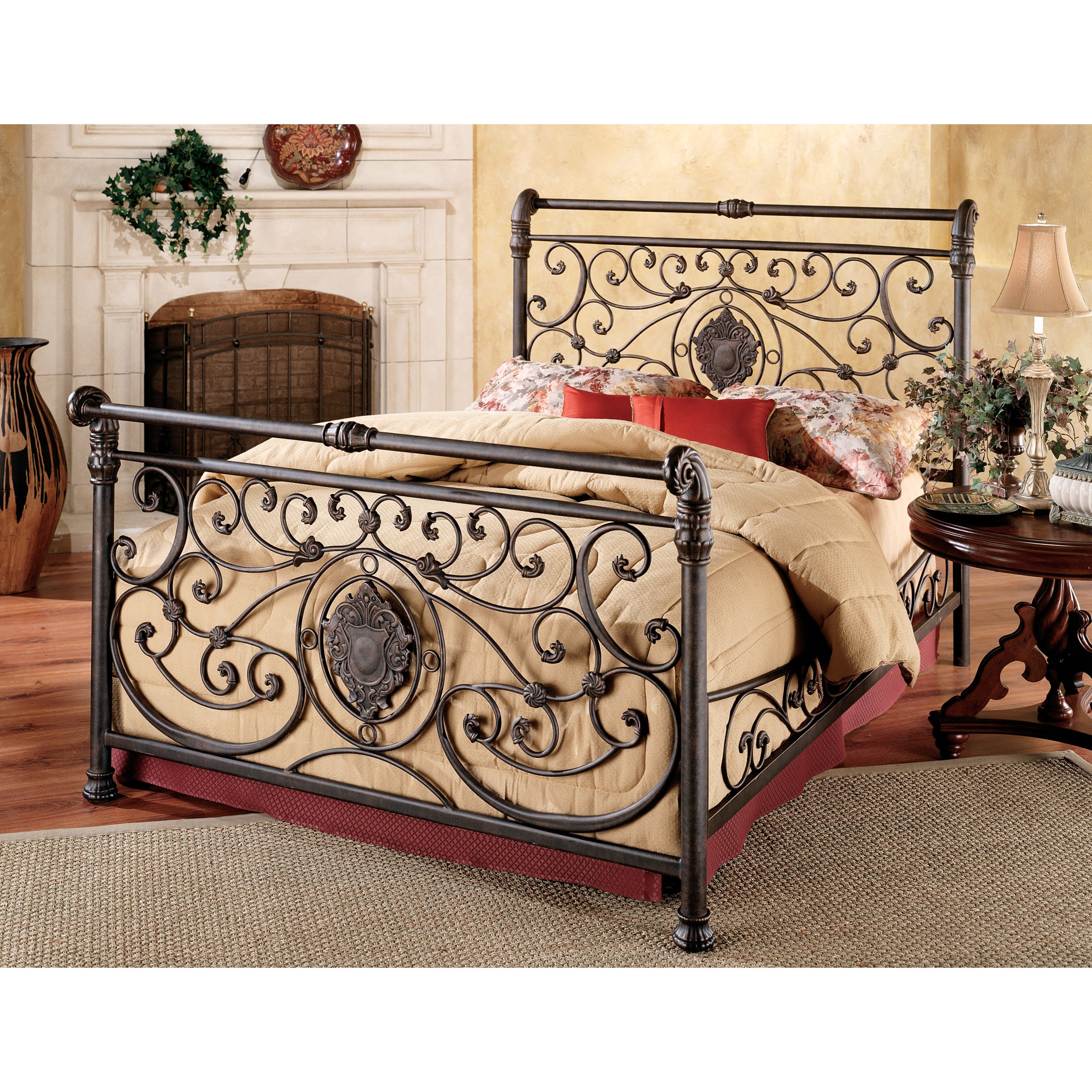Hillsdale Furniture 1039BQR Mercer Bed Set with Rails, Queen, Antique Brown