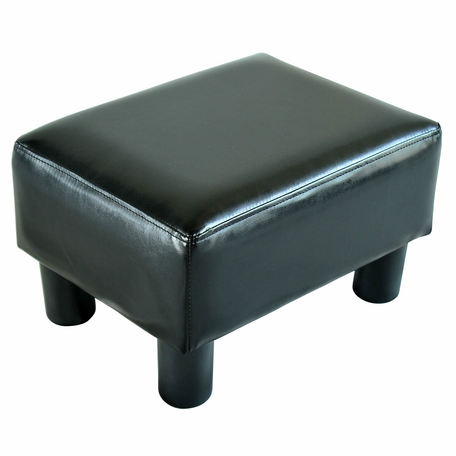 Homcom Modern Small Faux Leather Ottoman / Footrest Stool - Black