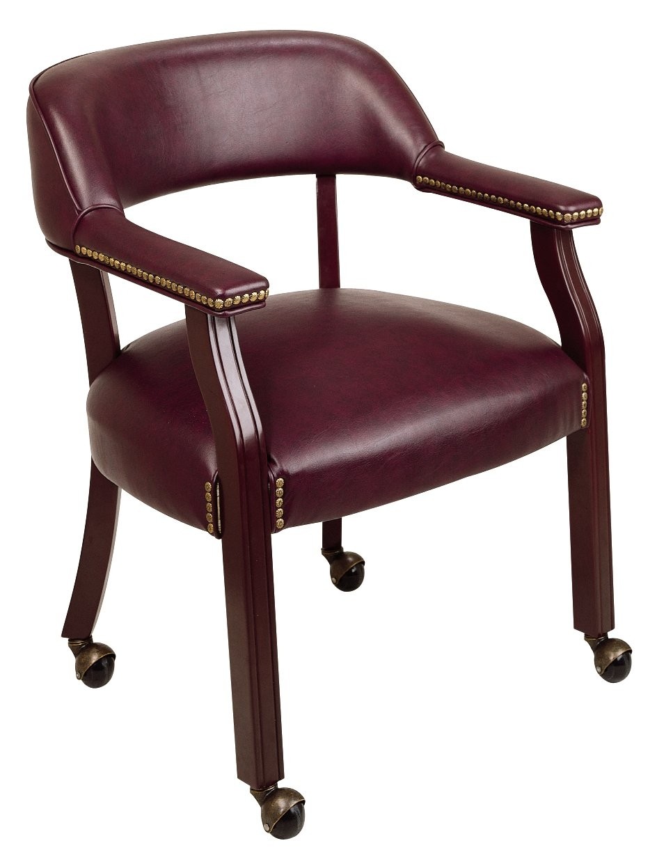 Lorell Captain Chair with Casters, 24 by 24 by 30-3/4-Inch, Burgundy