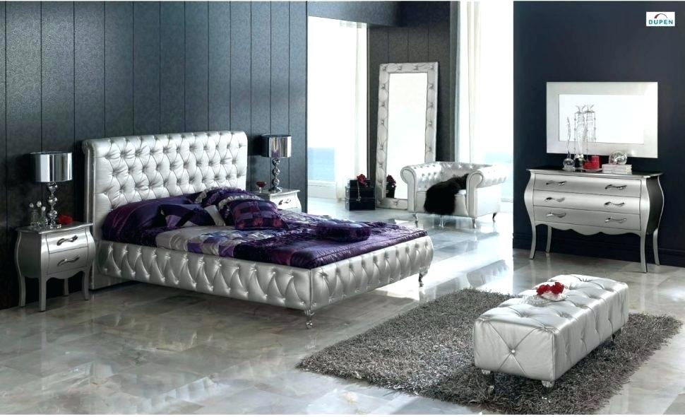 Modern Bedroom Set Lolita in Silver Finish Made in Spain 33B281