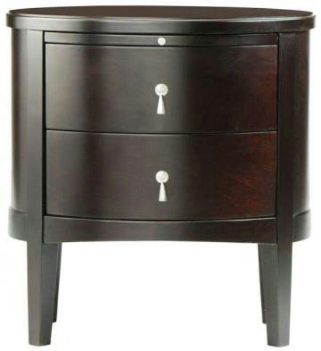 Port 2 drawer Oval Nightstand, 28Hx26Wx19D, ROSE BROWN