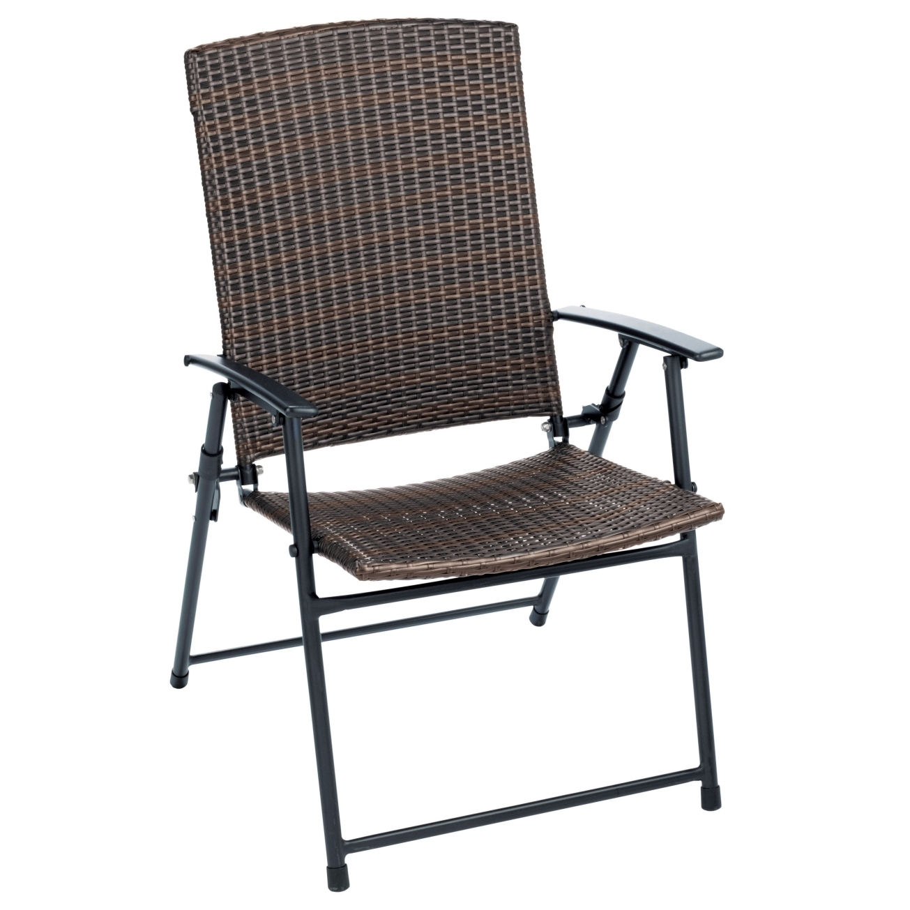 Set of 4 Living Accents Folding Wicker Patio Chairs - FRS50852 - Steel - Mocha Brown
