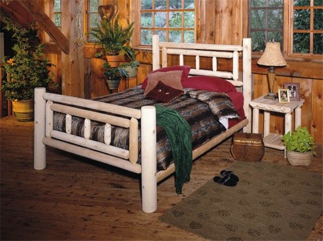 Twin Deluxe Log Bed (White Cedar) (54"H x 43"W x 76"D)