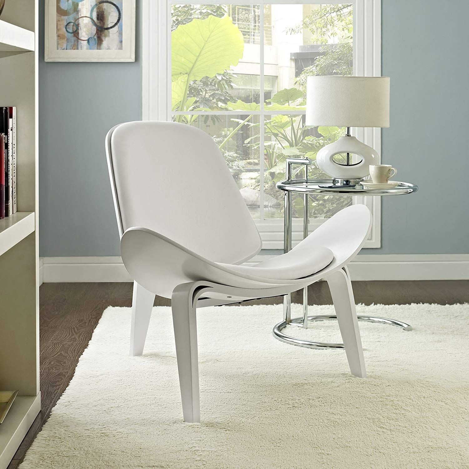 50's Modern Tripod Lounge Chair in White