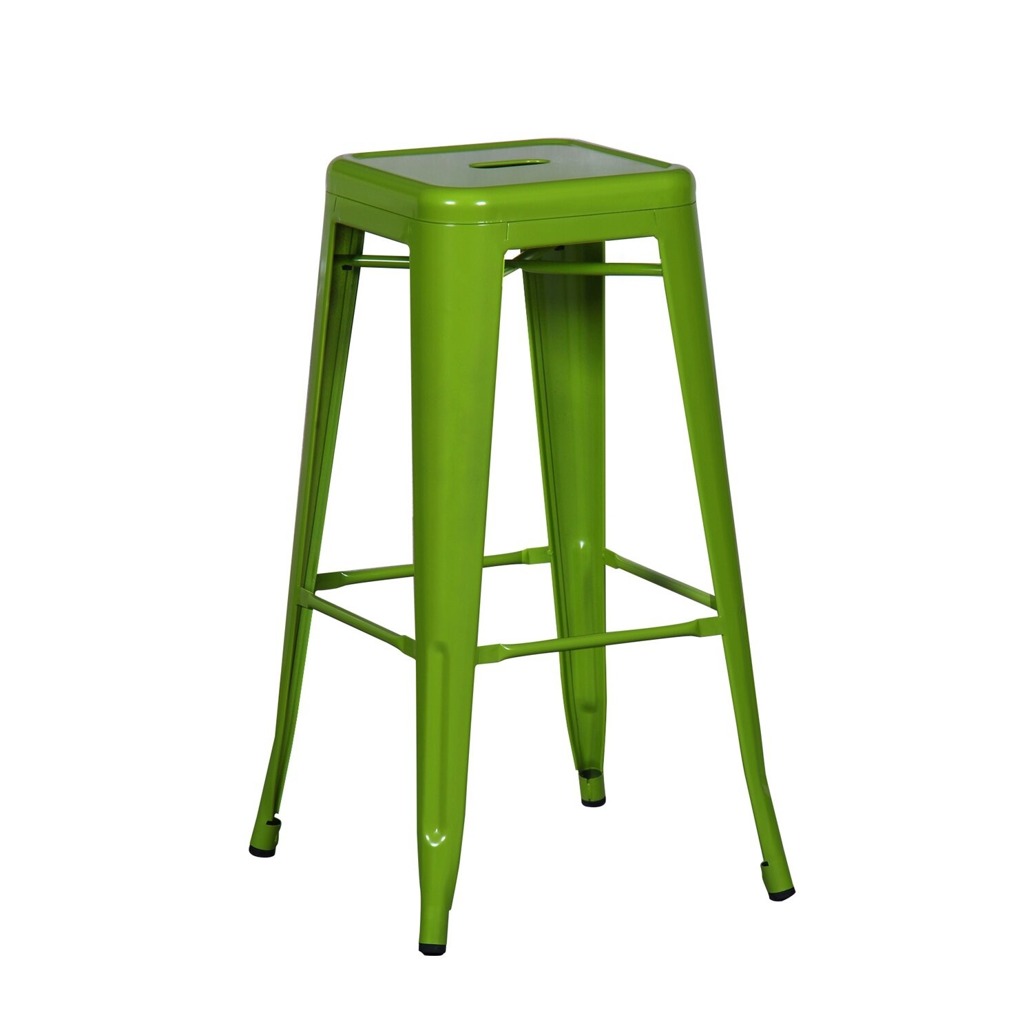 Adeco[CH0039-G] Sheet Iron Frame Tolix Style Bar Stool in Green -Set of two