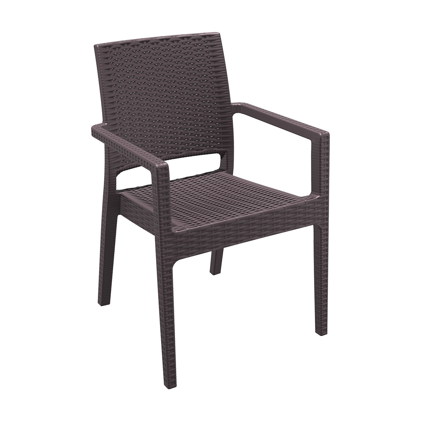 American Trading Company 810-3228 Ibiza Resin Ergonomic All-Weather Stackable Arm Chair, Expresso (Pack of 4)