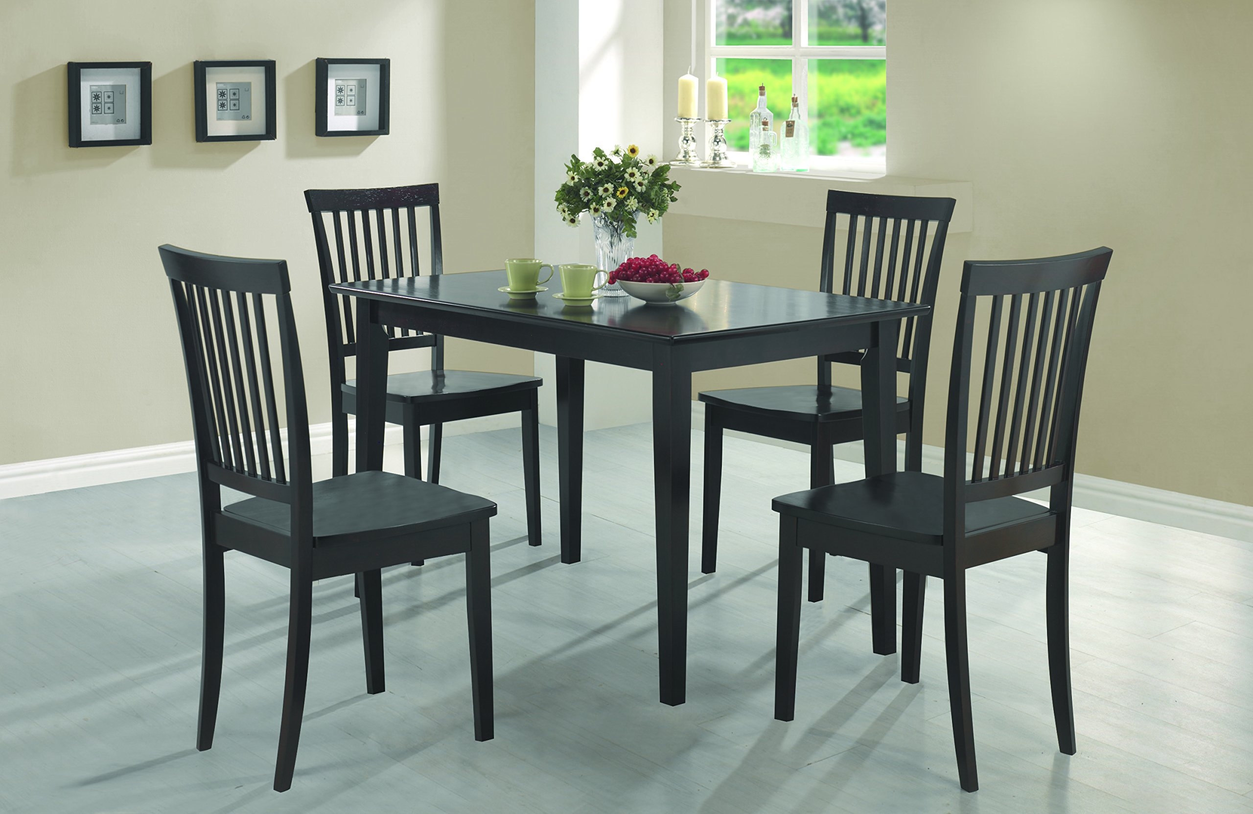 Coaster 5-Piece Dining Set, Table Top with 4 Chairs, Cappuccino Wood