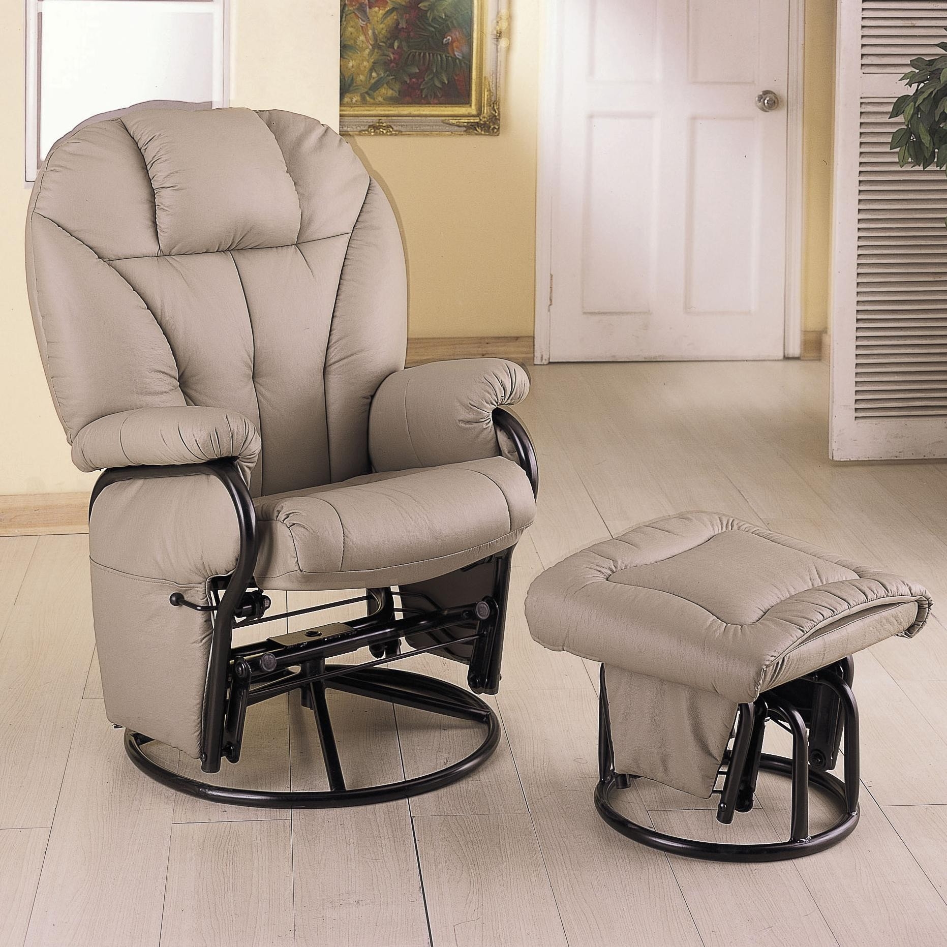 Swivel glider store chair with ottoman