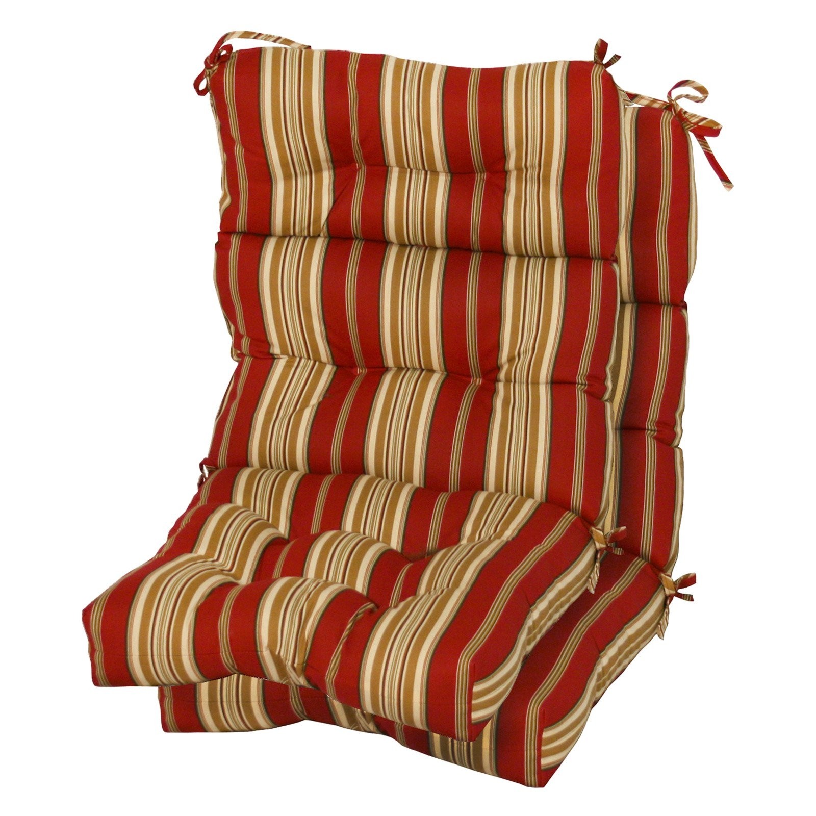 Greendale Home Fashions Indoor/Outdoor High Back Chair Cushions, Roma Stripe, Set of 2