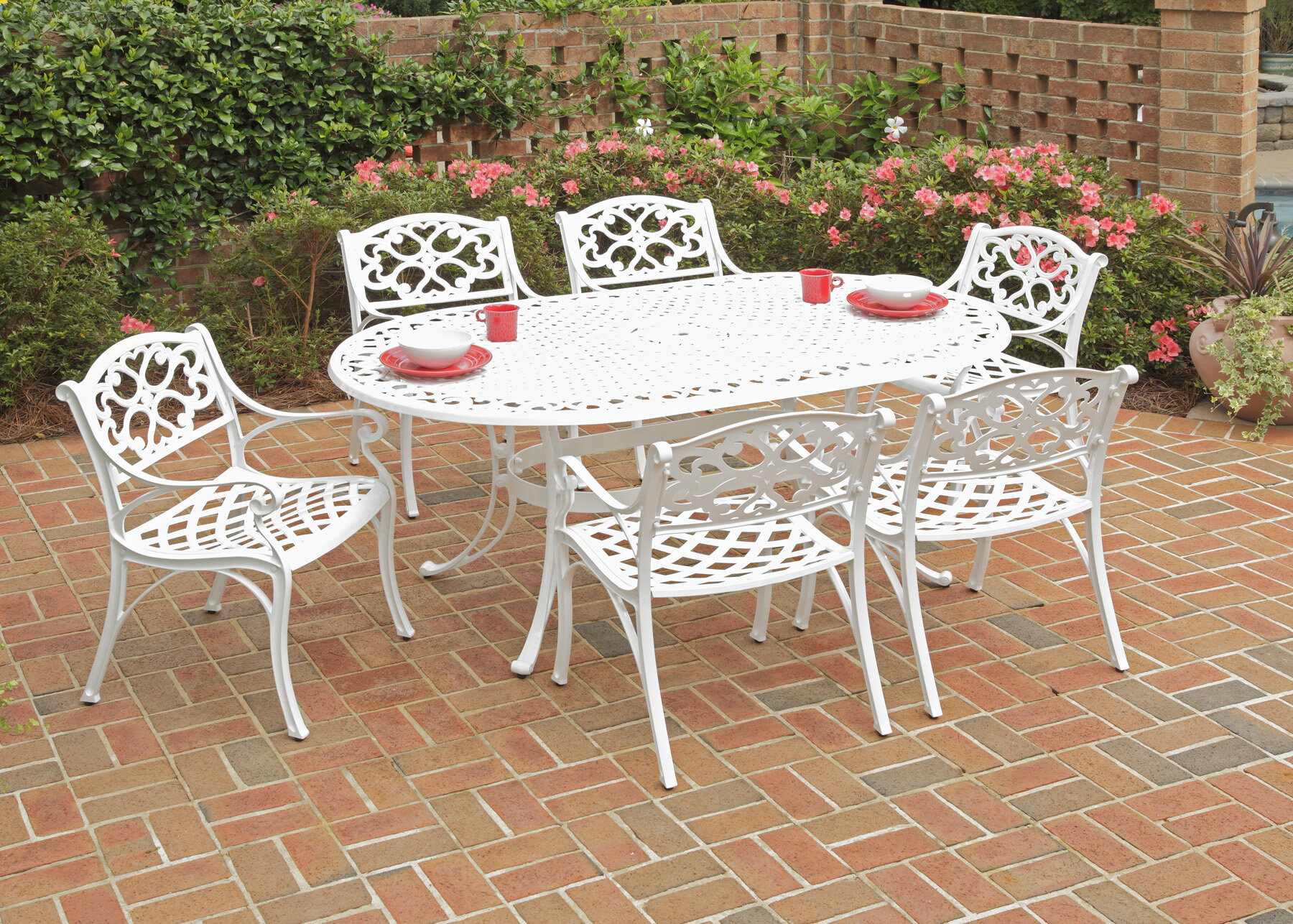 Home Styles 5552-328C Biscayne 5-Piece Dining Set with 4 Cushioned Arm Chairs White Finish 48-Inch
