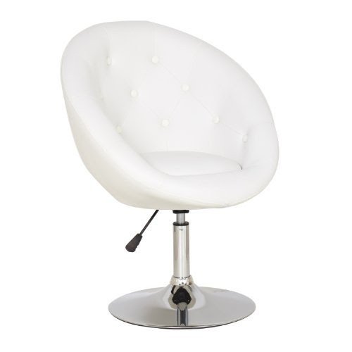 Joveco Leatherette Button Tufted 360 Degree Swivel Chair (White)