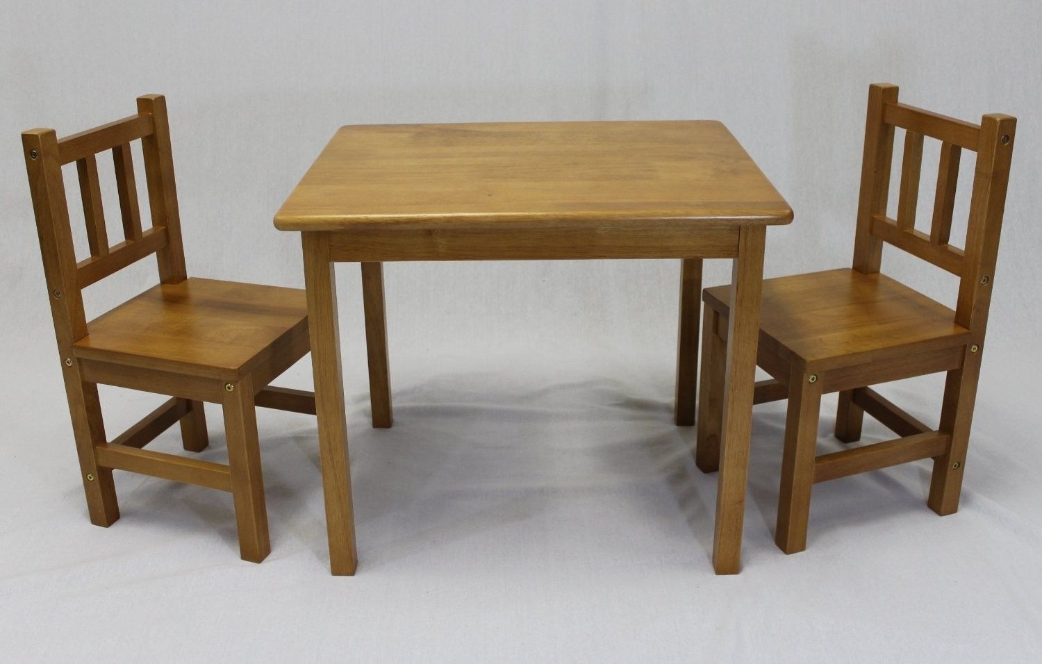 Kids Table and 2 Chairs Set Solid Hard Wood in Honey Oak