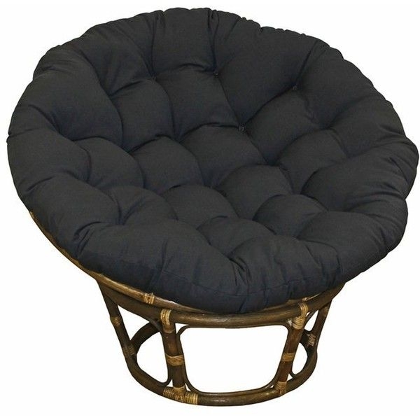 Large Black 44 Inch Twill Papasan Round Lounge Chair Seat Cushion Pillow for Maximum Comfort