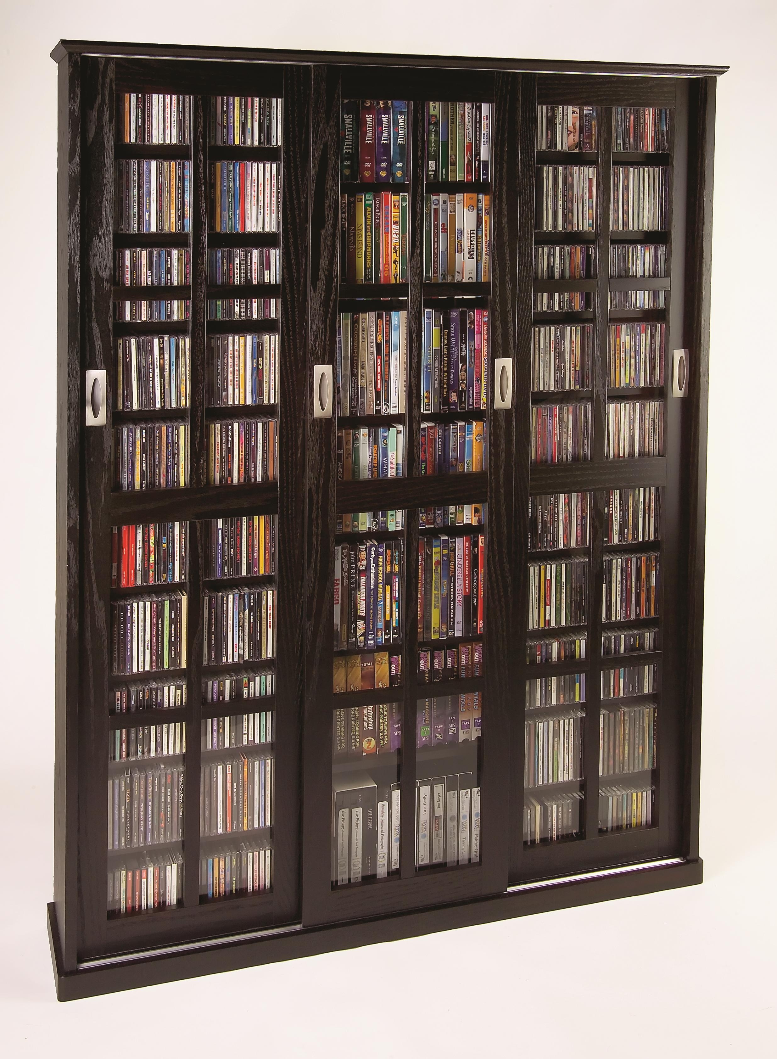 Leslie Dame MS-1050ES Mission Style Multimedia Storage Cabinet with Sliding Glass Doors, Espresso