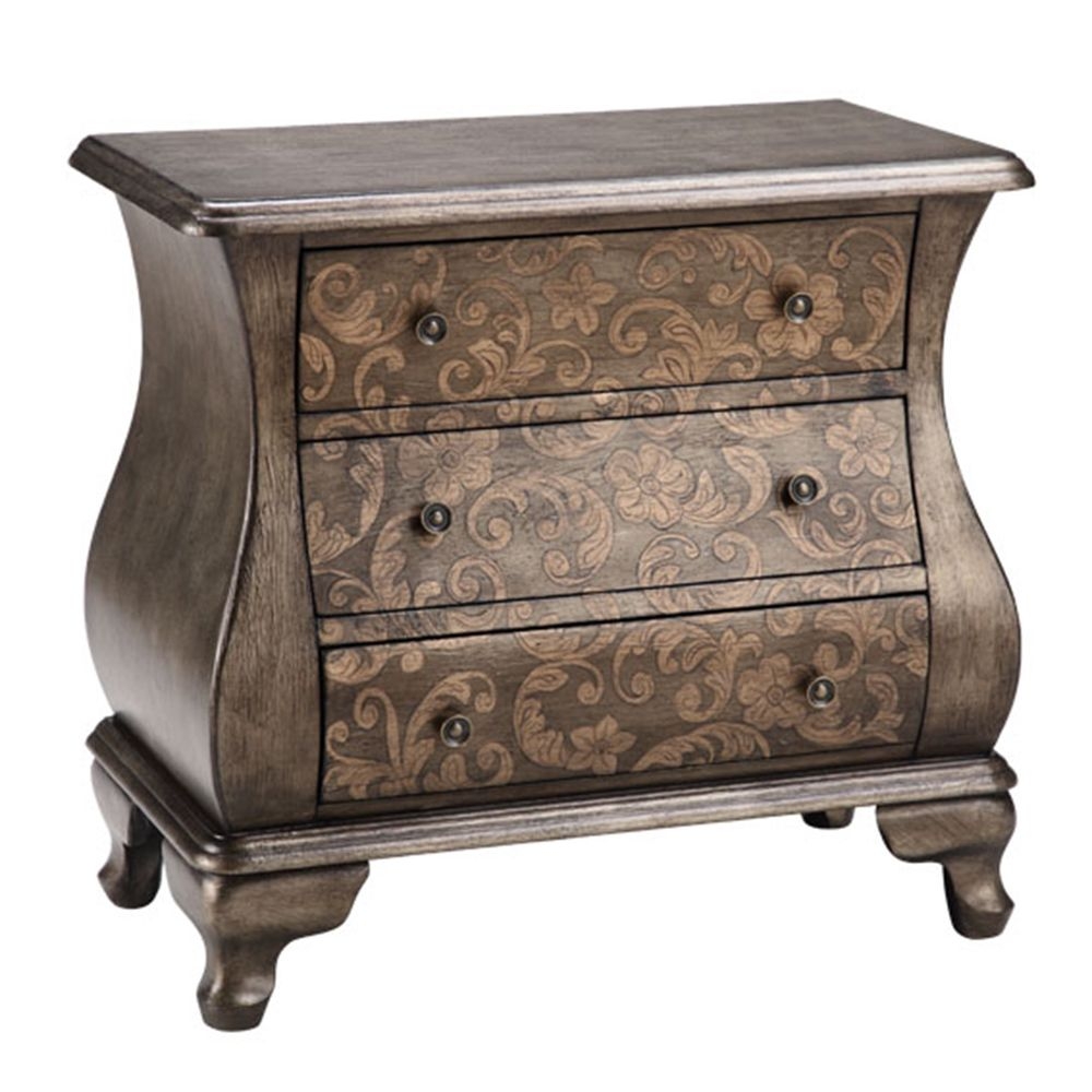 Madison Park Artisan Pewter Two Tone Scroll Bombe Accent Chest
