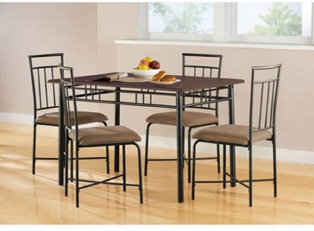 Mainstays 5-Piece Wood and Metal Dining Set, Espresso
