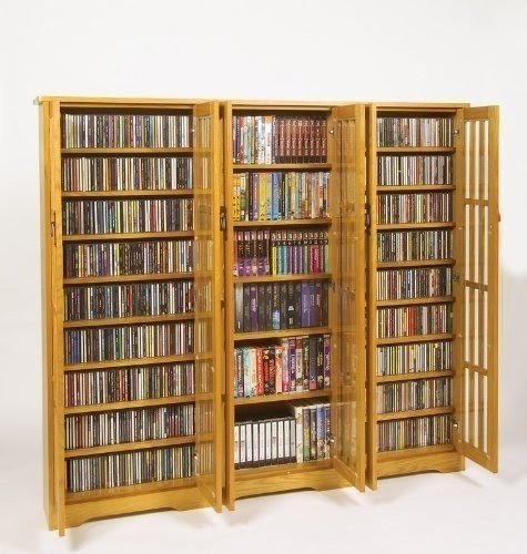 Multimedia Storage Cabinet with Inlaid Glass Door in Oak Finish