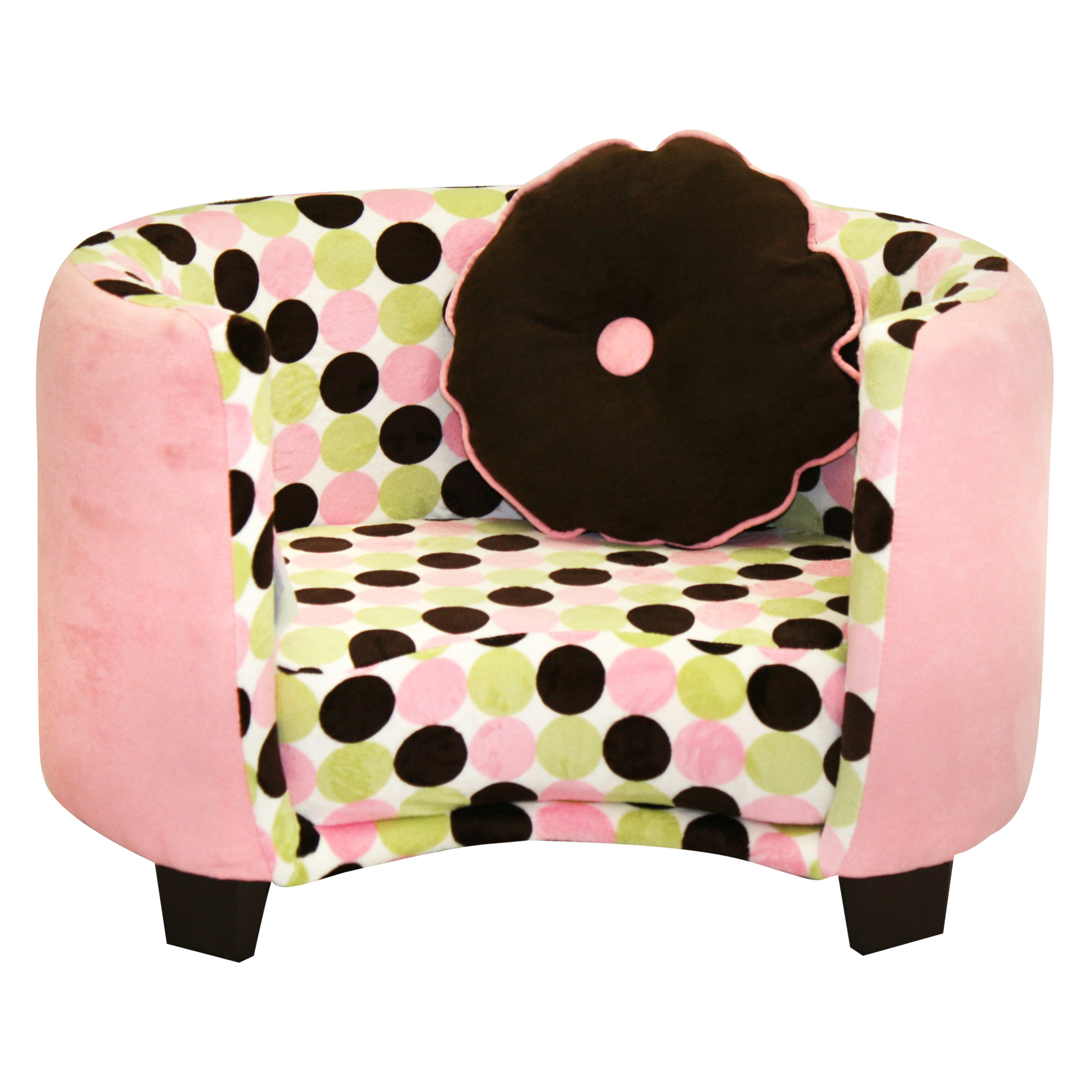 Newco Kids Comfy Chair, Pink with Chocolate Dots