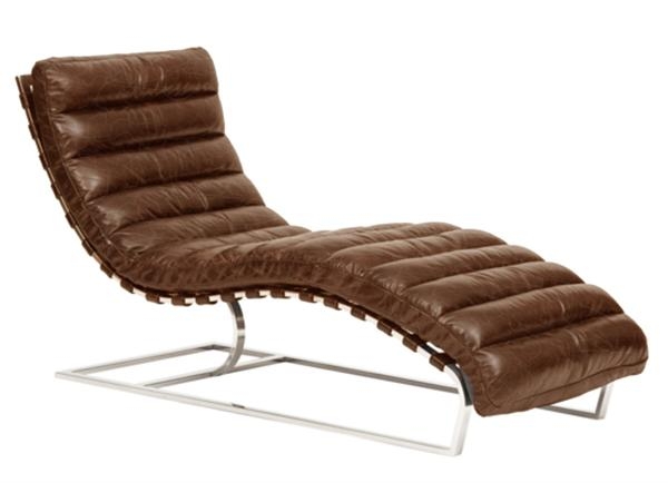 Oviedo Leather Chaise - Vintage Cigar