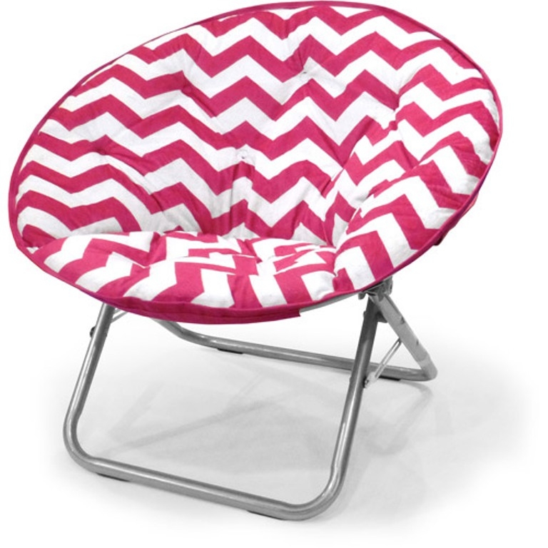 Plush Chevron Saucer Chair, Multiple Colors (Pink)