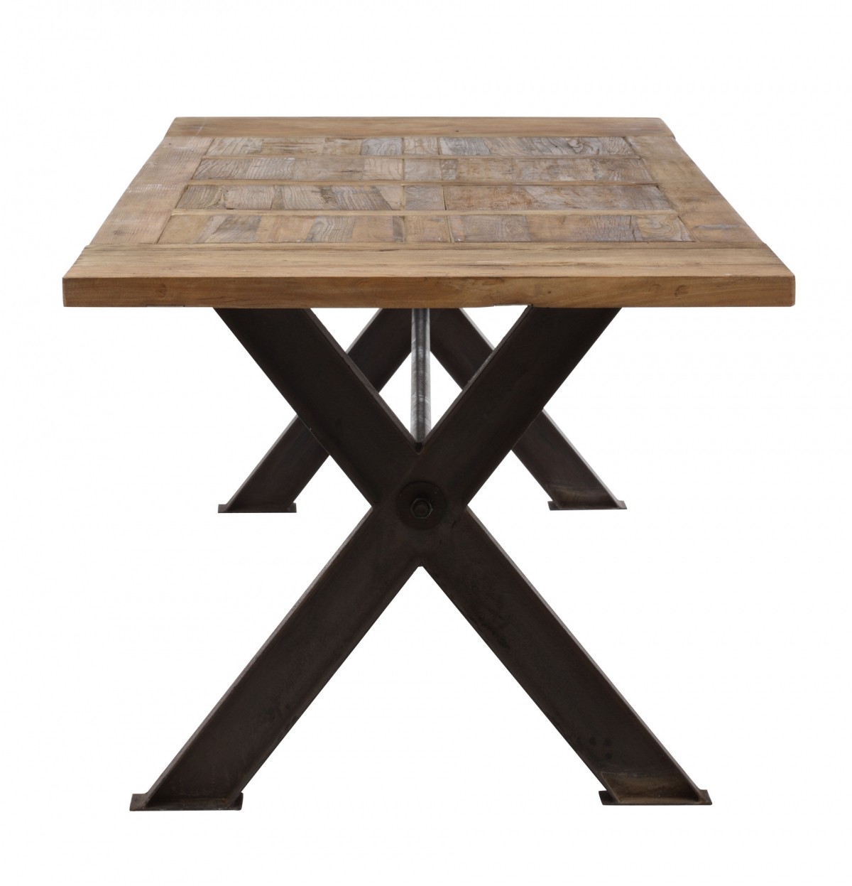 Rustic Metal and Reclaimed Wood Industrial Dining Table