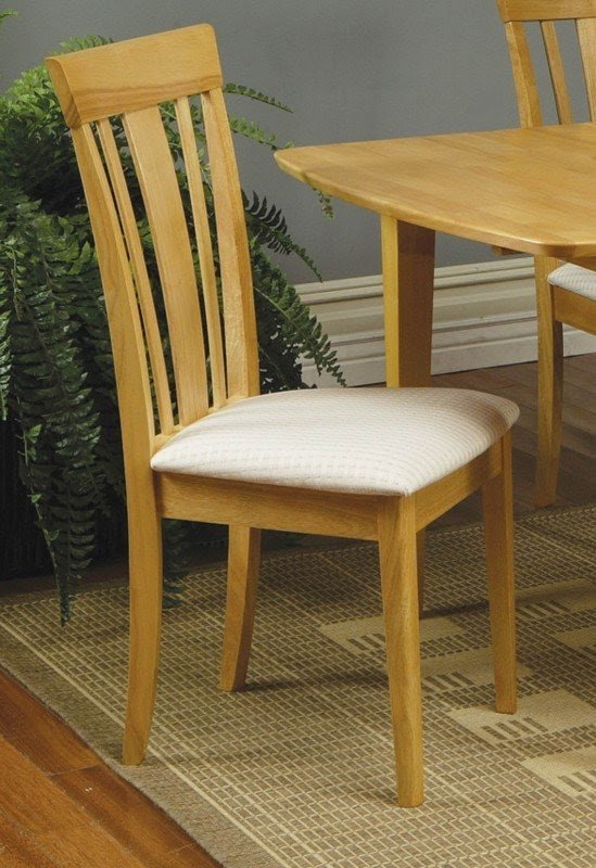 Set of 2 Contemporary Natural Finish Dining Chairs w/Cushion Seat