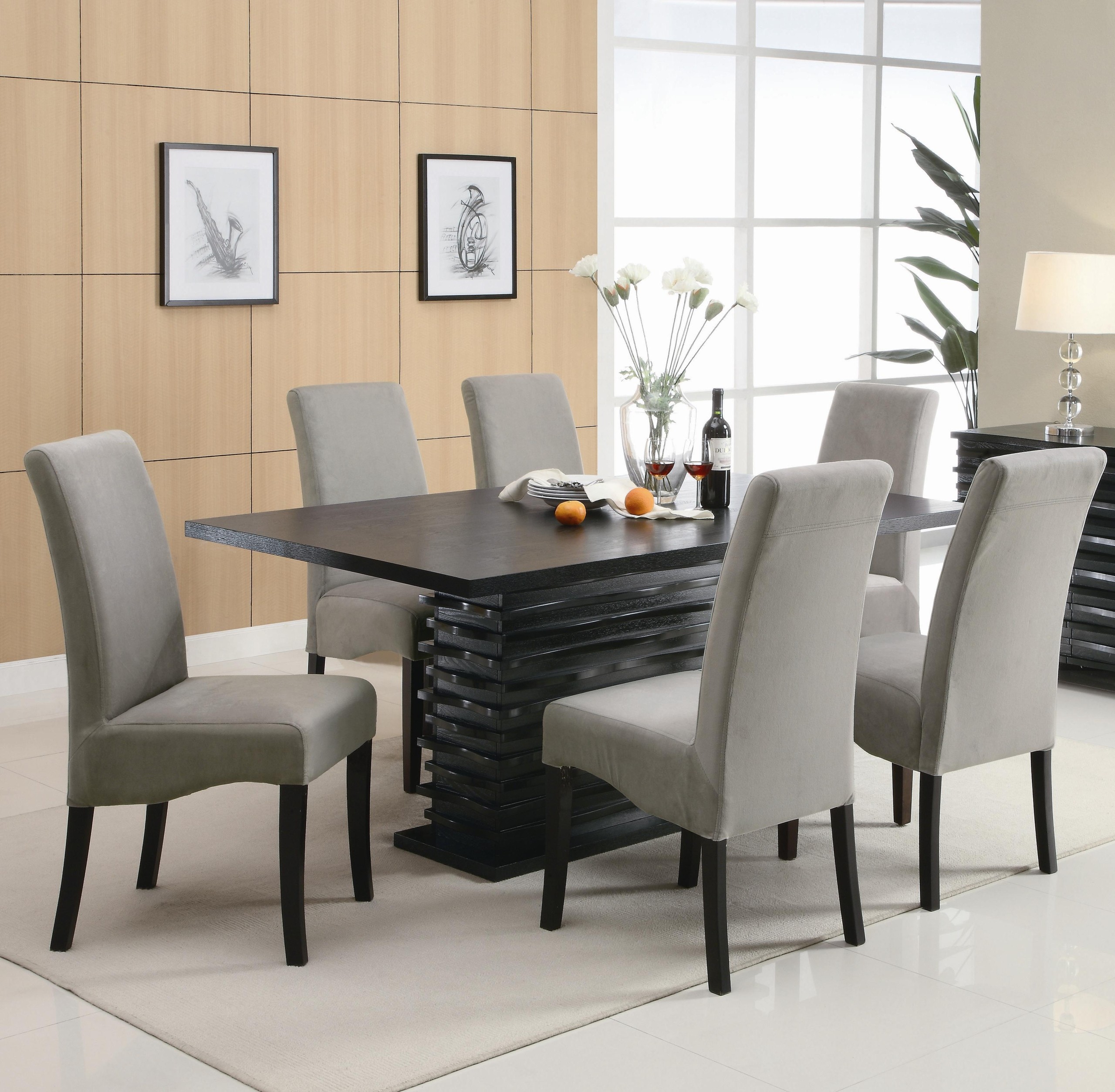 Stanton Contemporary 7-Pc Black and Gray Dining Table Set by Coaster