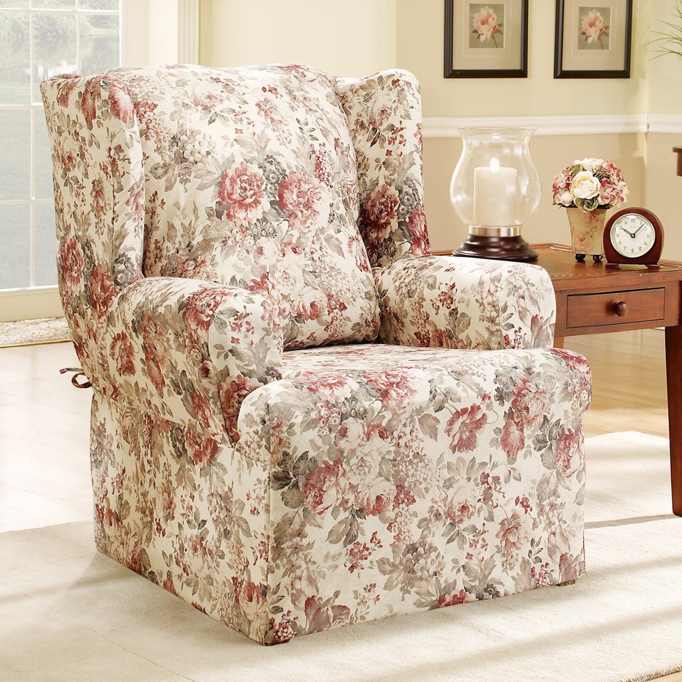 Sure Fit Chloe Wing Chair Slipcover, Red