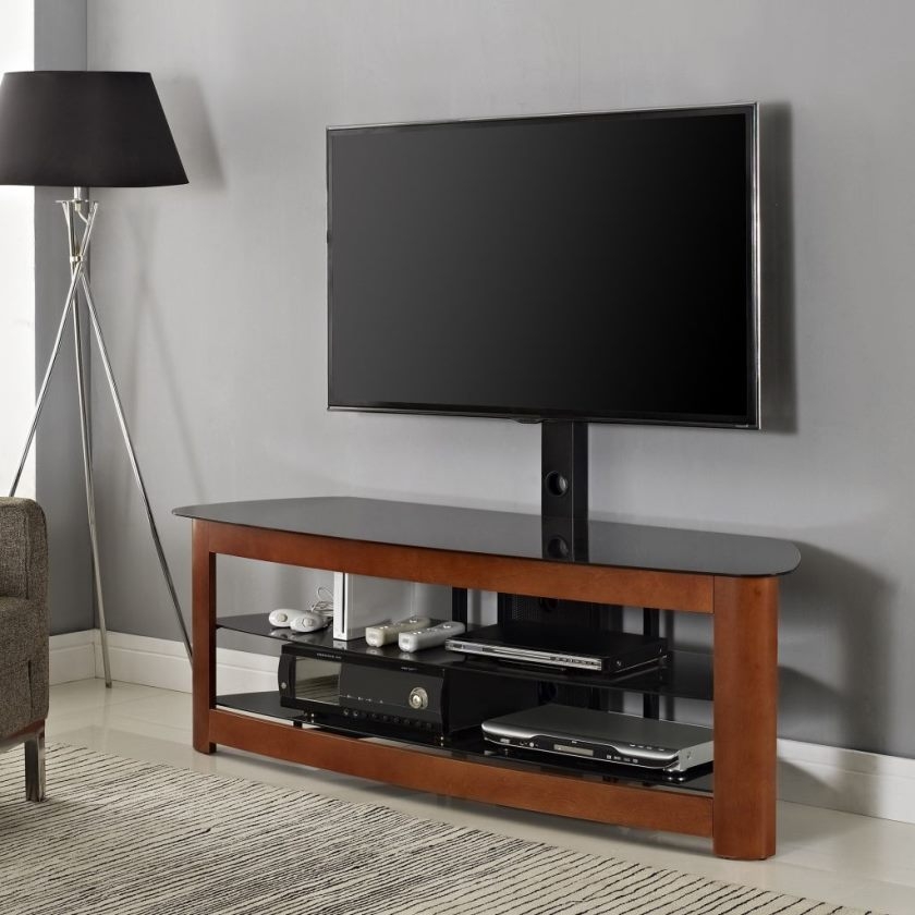 WE Furniture Cherry TV Stand with Removable Mount, 60-Inch