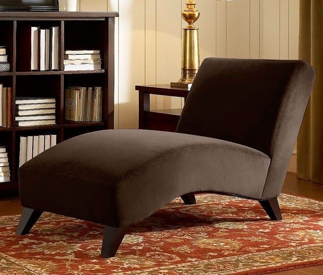 Bella Contemporary Micro Velvet Fabric Chaise Lounge Chair Chocolate Brown Color