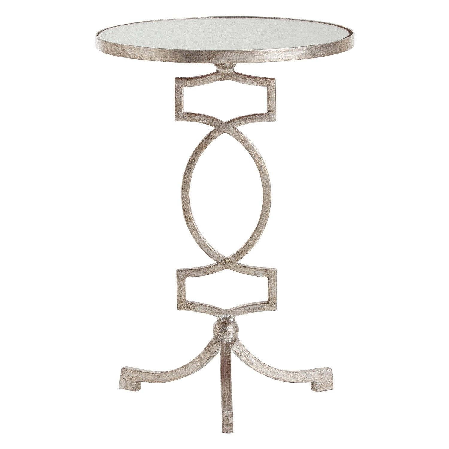 Cooper Silver Leaf Hollywood Regency Mirror Accent Side Table