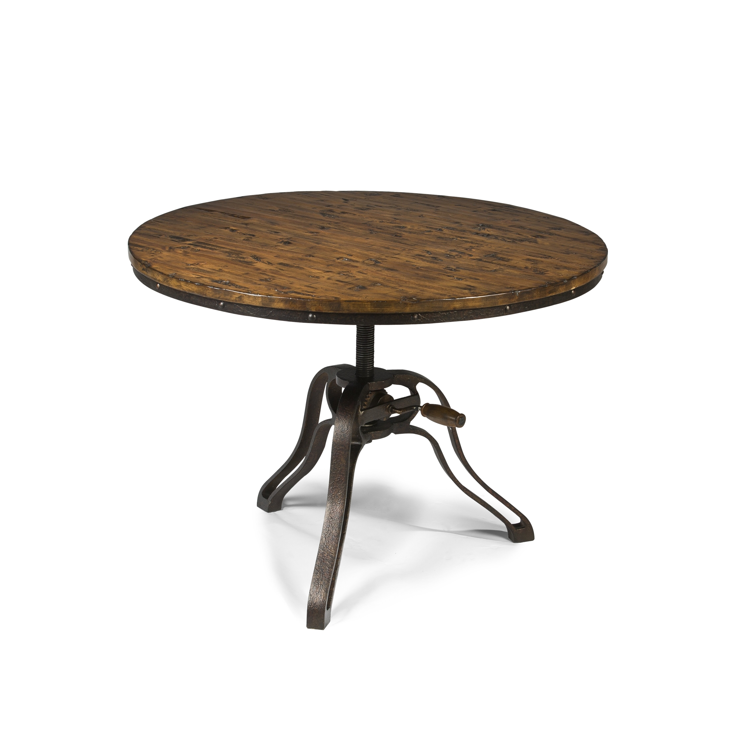 Cranfill Aged Pine Round Adjustable Height Cocktail Table