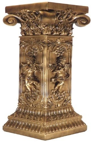 French Golden Floor Table Plant Stand Furniture Pedestal Post Column Interior Decor Carved Cherubs Statue Sculpture