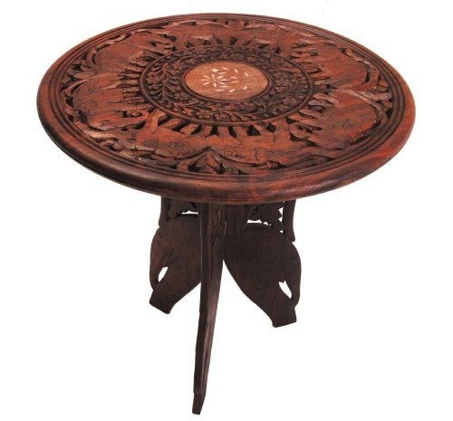 Handcrafted Elephant Folding Rosewood Coffee or Side Table, 18 x 18 inches