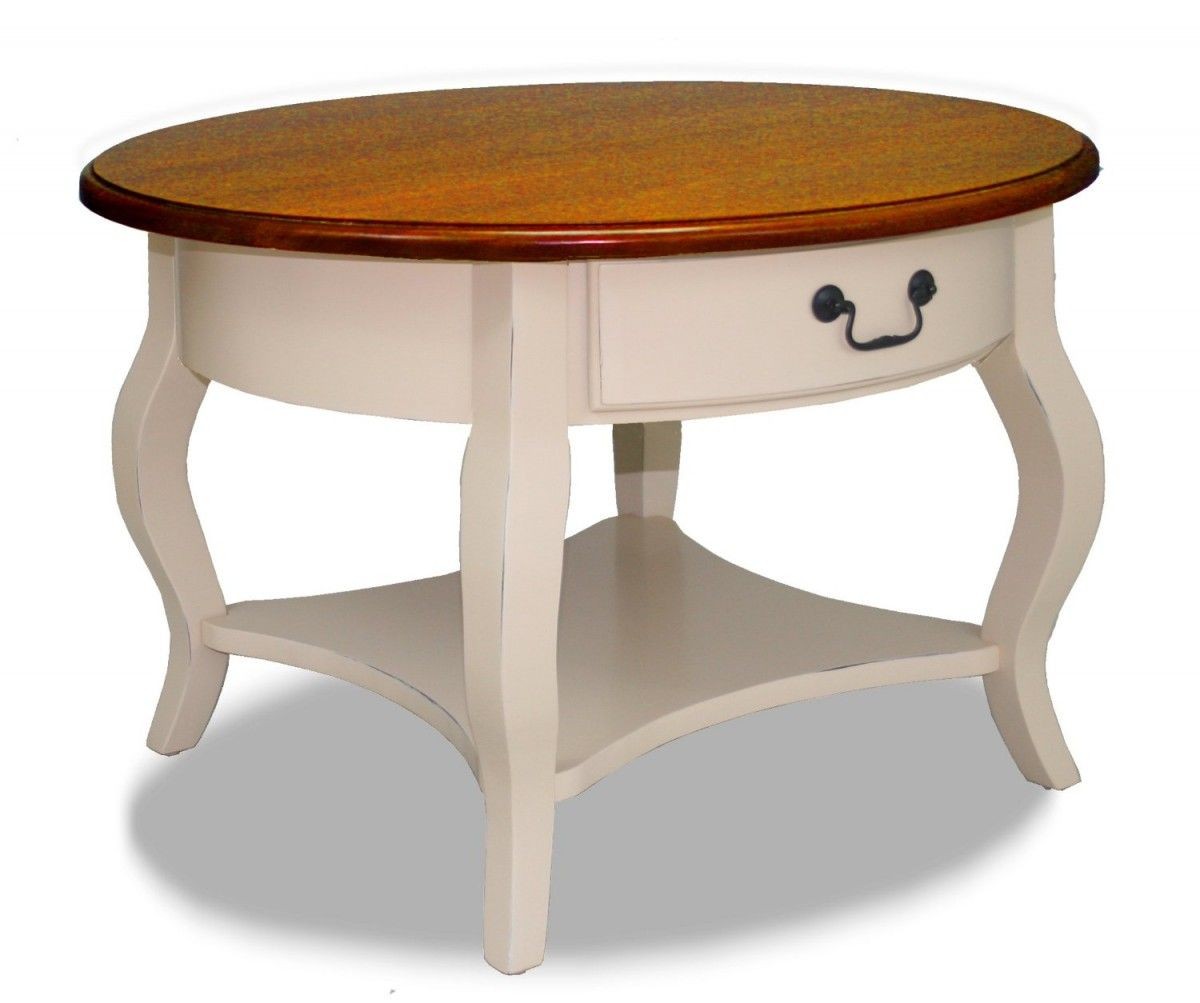 Leick French Countryside Round Storage Coffee Table, Ivory