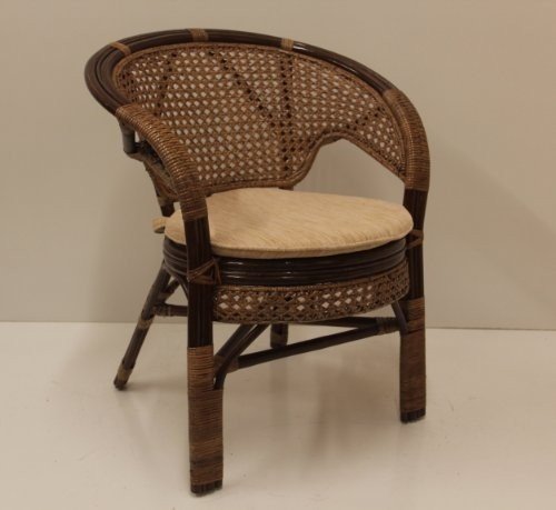 Pelangi Handmade Rattan Dining Wicker Chair W/cushion Dark Brown