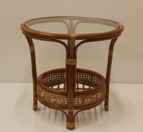 Dark Brown Coffee Oval Pelangi Table with Glass Top Natural Wicker Rattan 