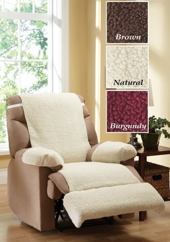 Recliner Chair Fleece Cover 4 Piece Set Natural 