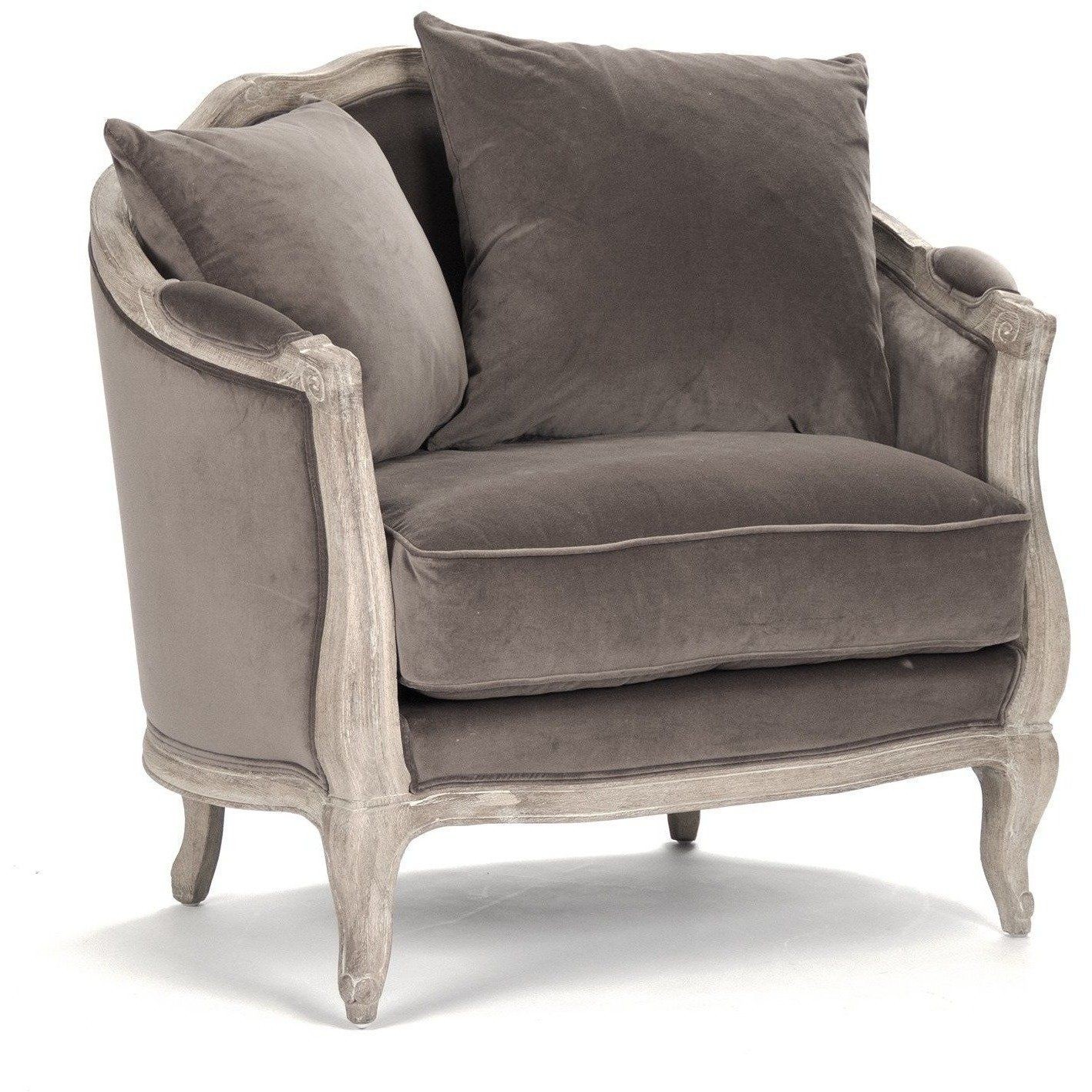 Rue du Bac French Country Chocolate Velvet Feather Chair