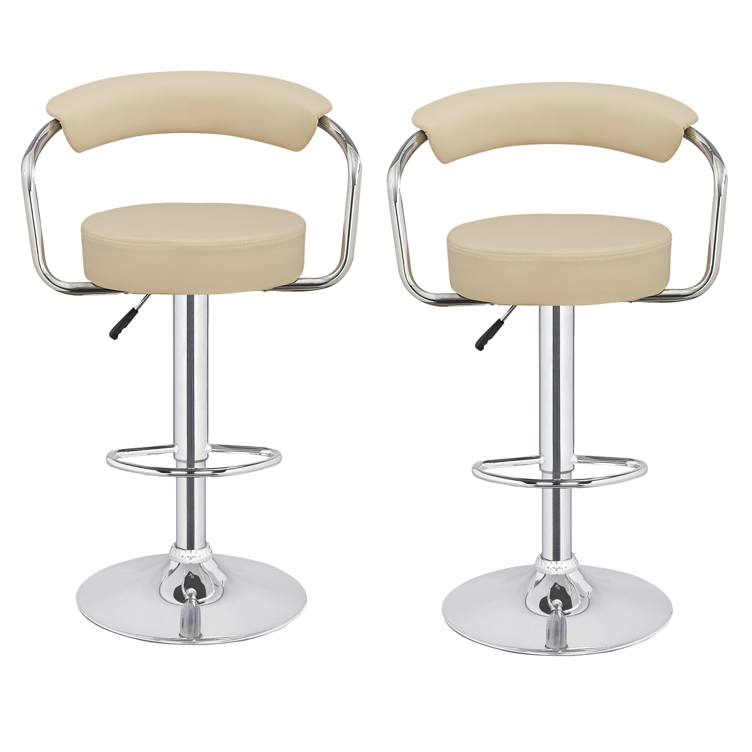 2 x Homegear M1 50s Diner Adjustable Swivel Faux Leather Bar Stools Cream