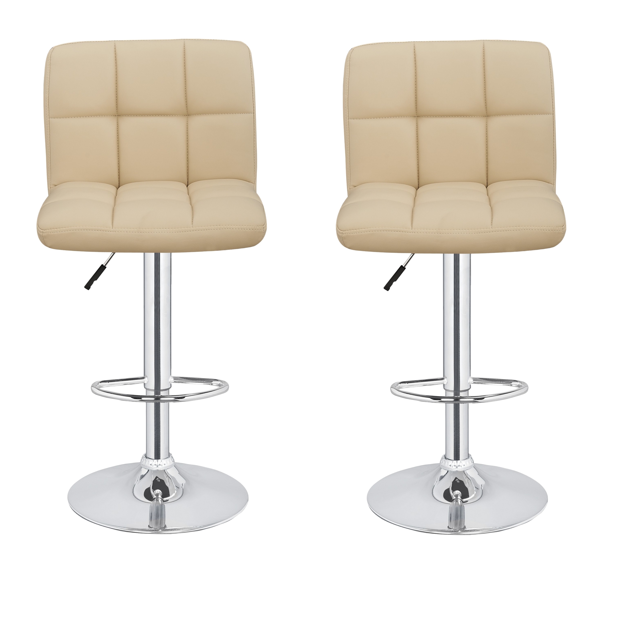 2 x Homegear M2 Contemporary Adjustable Swivel Faux Leather Bar Stools Cream