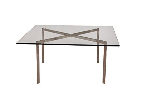 Barcelona Style Modern Pavilion Coffee Table - High Quality Tempered Glass with Stainless Steel Frame