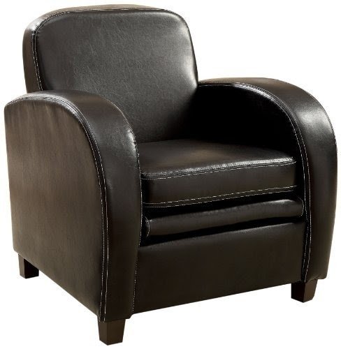 Furniture of America Pascal Double Padded Leatherette Armchair, Black