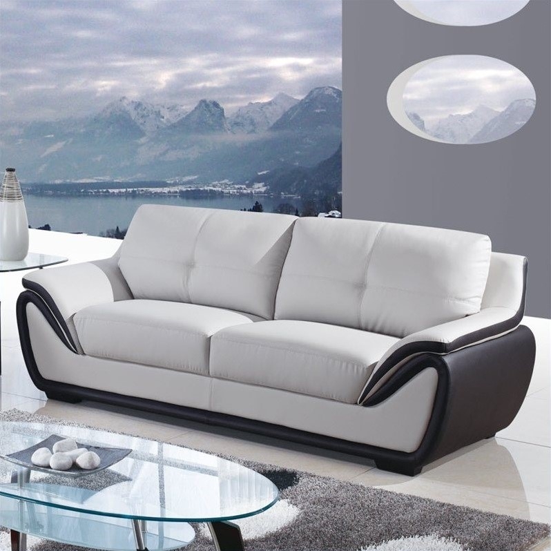 Global Furniture USA Bonded Leather Matching Sofa, Grey/Black